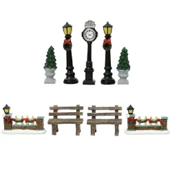 Lot de 9 accessoires (H12 cm) Aménagement urbain pour village