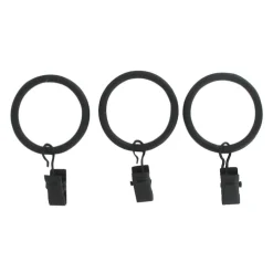 Lot de 8 anneaux à pinces tringle rideau (D20 mm) Jim Noir mat