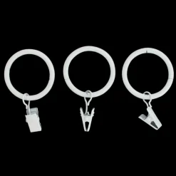 Lot de 8 anneaux à pinces tringle rideau (D20 mm) Jim Blanc mat