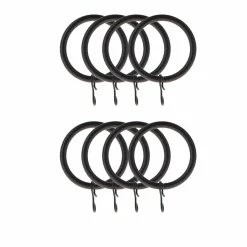 Lot de 8 anneaux tringle rideau (D28 mm) Lino Noir mat