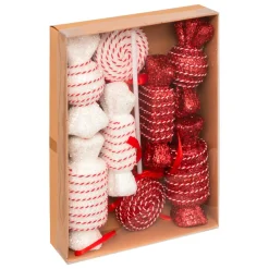 Lot de 8 bonbons Géants (H21 cm) Sucreries festives Rouge et Blanc