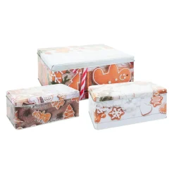 Lot de 3 boîtes de rangement en métal rectangulaires Les Pains d'épices