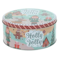 Lot de 3 boîtes de rangement en métal rondes Personnages de Noël Multicolore