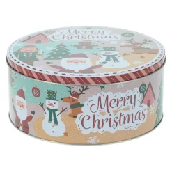 Lot de 3 boîtes de rangement en métal rondes Personnages de Noël Multicolore