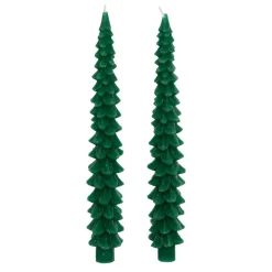 Lot de 2 bougies bâton en cire (H25 cm) Sapin Vert