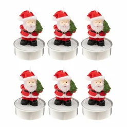 Lot de 6 bougies Chauffe-plat (H6 cm) Père Noël Rouge
