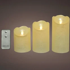 Lot de 3 bougies LED vacillantes (D7,5 cm) Cire naturelle Crème