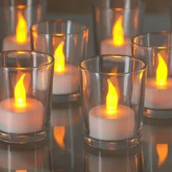 Lot de 6 Bougies LED vacillantes Chauffe-plat Blanc chaud