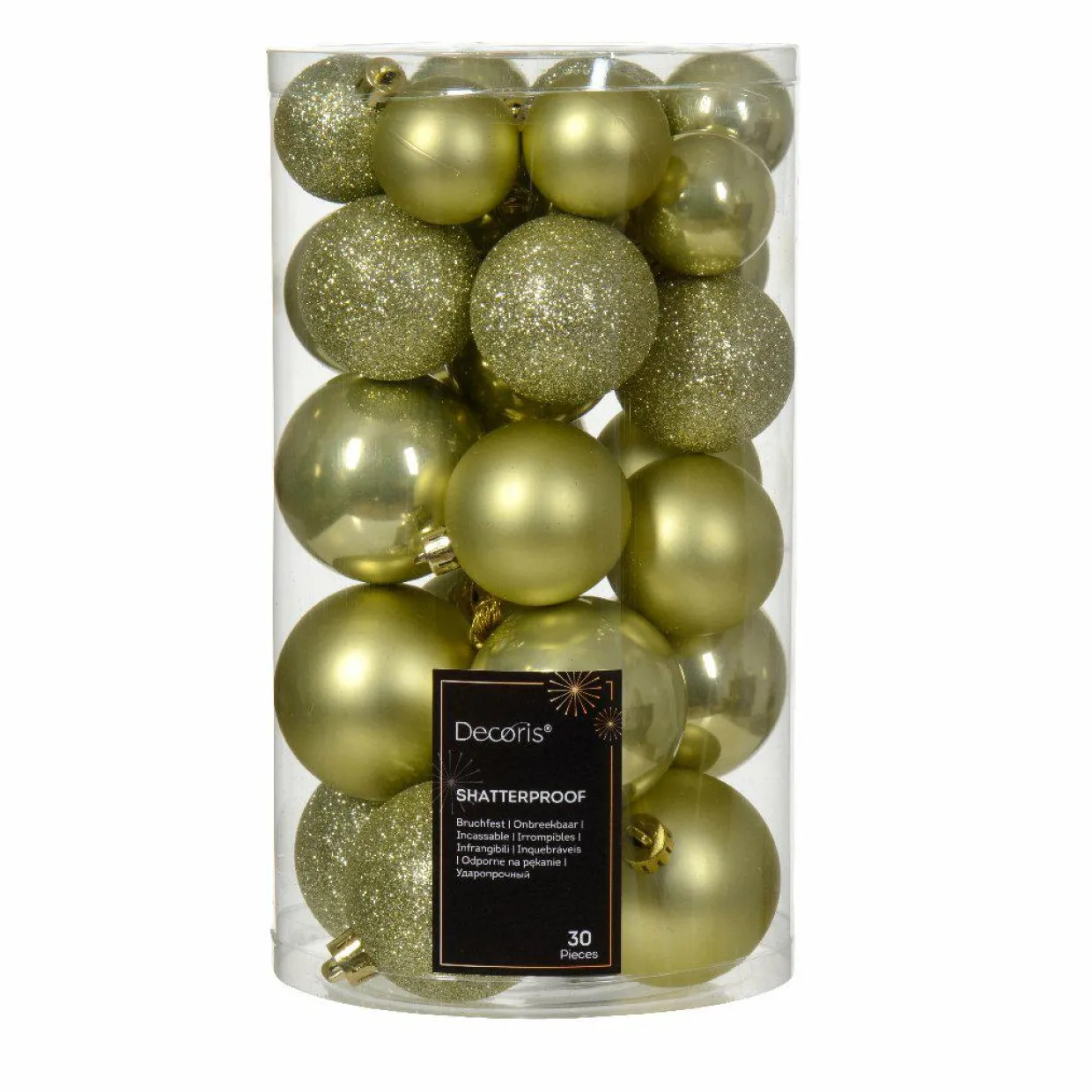 Lot de 30 boules de Noël Alpine assorties Pistache