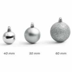 Lot de 30 boules de Noël assorties New Alpine Argent