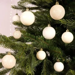 Lot de 30 boules de Noël assorties Alpine Blanc laine