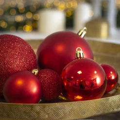 Lot de 20 boules de Noël assorties New Alpine Rouge