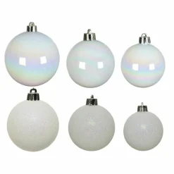 Lot de 30 boules de Noël assorties Alpine Blanc irisé