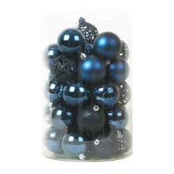 Lot de 35 boules de Noël (D60 mm) Aravis mix Bleu nuit