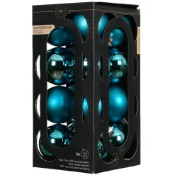 Lot de 16 boules de Noël (D40 mm) Aravis Bleu pétillant
