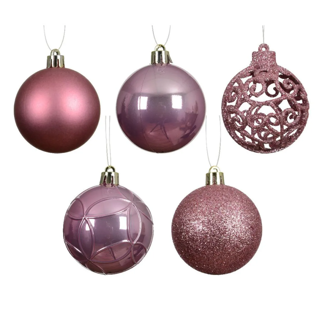 Lot de 35 boules de Noël (D60 mm) Aravis Vieux rose