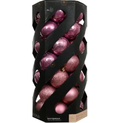 Lot de 35 boules de Noël (D60 mm) Aravis Vieux rose