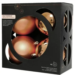 Lot de 4 boules de Noël (D100 mm) Aravis Cognac
