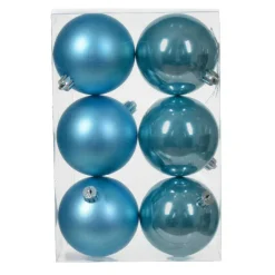 Lot de 6 boules de Noël (D80 mm) Aravis Bleu pétillant