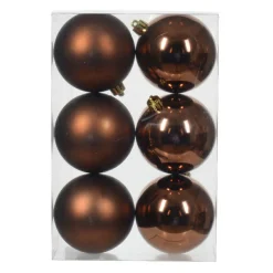 Lot de 6 boules de Noël (D80 mm) Aravis Brun café