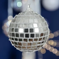 Lot de 12 boules de Noël (D80 mm) Boule à facette Argent