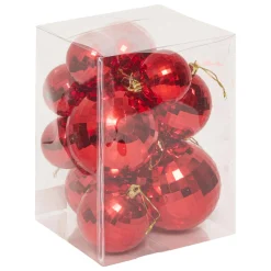 Lot de 14 boules de Noël (D160 mm) Miroir Rouge
