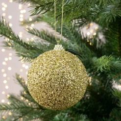 Lot de 12 boules de Noël (D80 mm) Perline Or