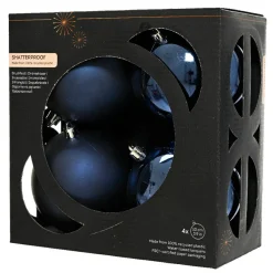 Lot de 4 boules de Noël (D100 mm) Aravis Bleu nuit