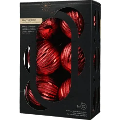 Lot de 6 Boules de Noël (D80 mm) Glitter Rouge