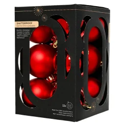 Lot de 12 boules de Noël (D60 mm) Aravis Rouge