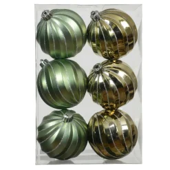 Lot de 6 boules de Noël (D80 mm) Glam chic Vert romarin