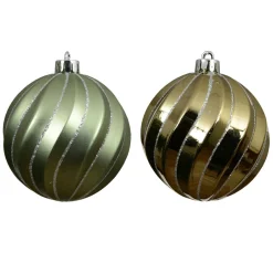 Lot de 6 boules de Noël (D80 mm) Glam chic Vert romarin
