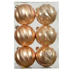 Lot de 6 boules de Noël (D80 mm) Glam chic Pêche