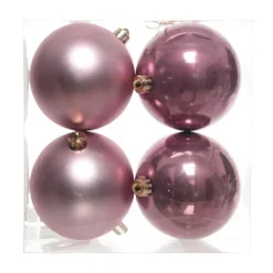 Lot de 4 boules de Noël (D100 mm) Aravis Vieux rose