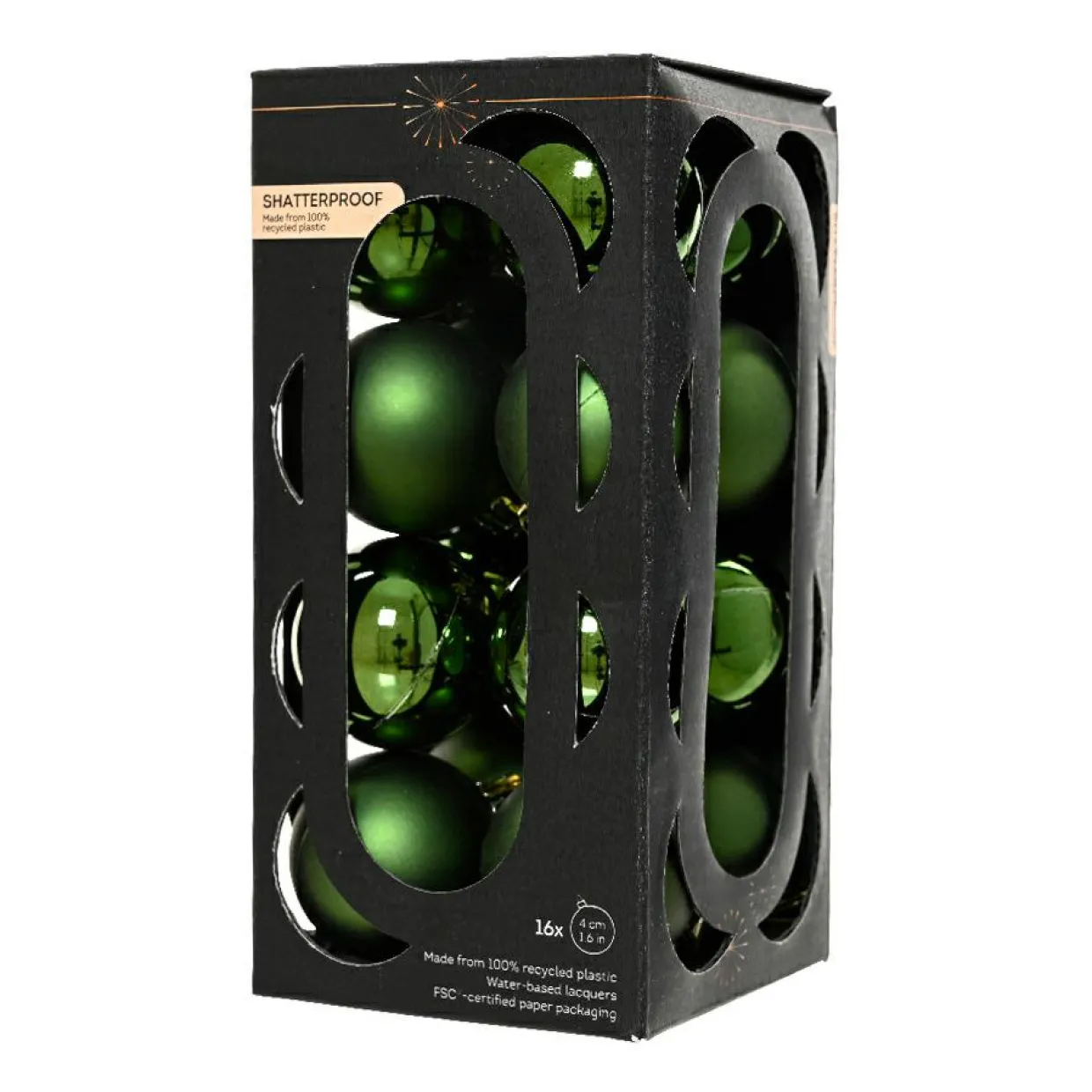 Lot de 16 boules de Noël (D40 mm) Aravis Vert sapin