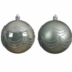 Lot de 12 boules de Noël (D80 mm) Kassia Vert sauge