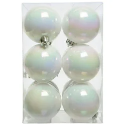 Lot de 12 boules de Noël (D60 mm) Aravis Blanc irisé