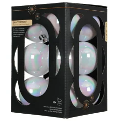 Lot de 12 boules de Noël (D60 mm) Aravis Blanc irisé