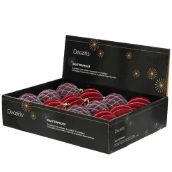 Lot de 12 boules de Noël (D80 mm) Renaissance Figue et rouge