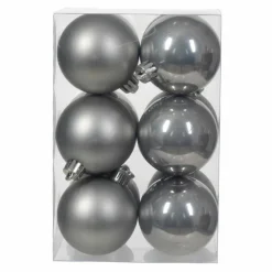 Lot de 12 boules de Noël (D60 mm) Alpine Gris marbre