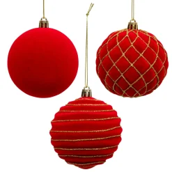 Lot de 9 boules de Noël (D80 mm) Muswell Bordeaux et vert sapin