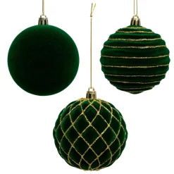 Lot de 9 boules de Noël (D80 mm) Muswell Bordeaux et vert sapin