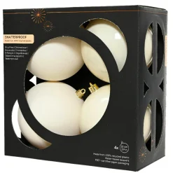 Lot de 4 boules de Noël (D100 mm) Aravis Blanc laine
