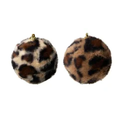 Lot de 12 boules de Noël (D80 mm) Léopard Beige et marron