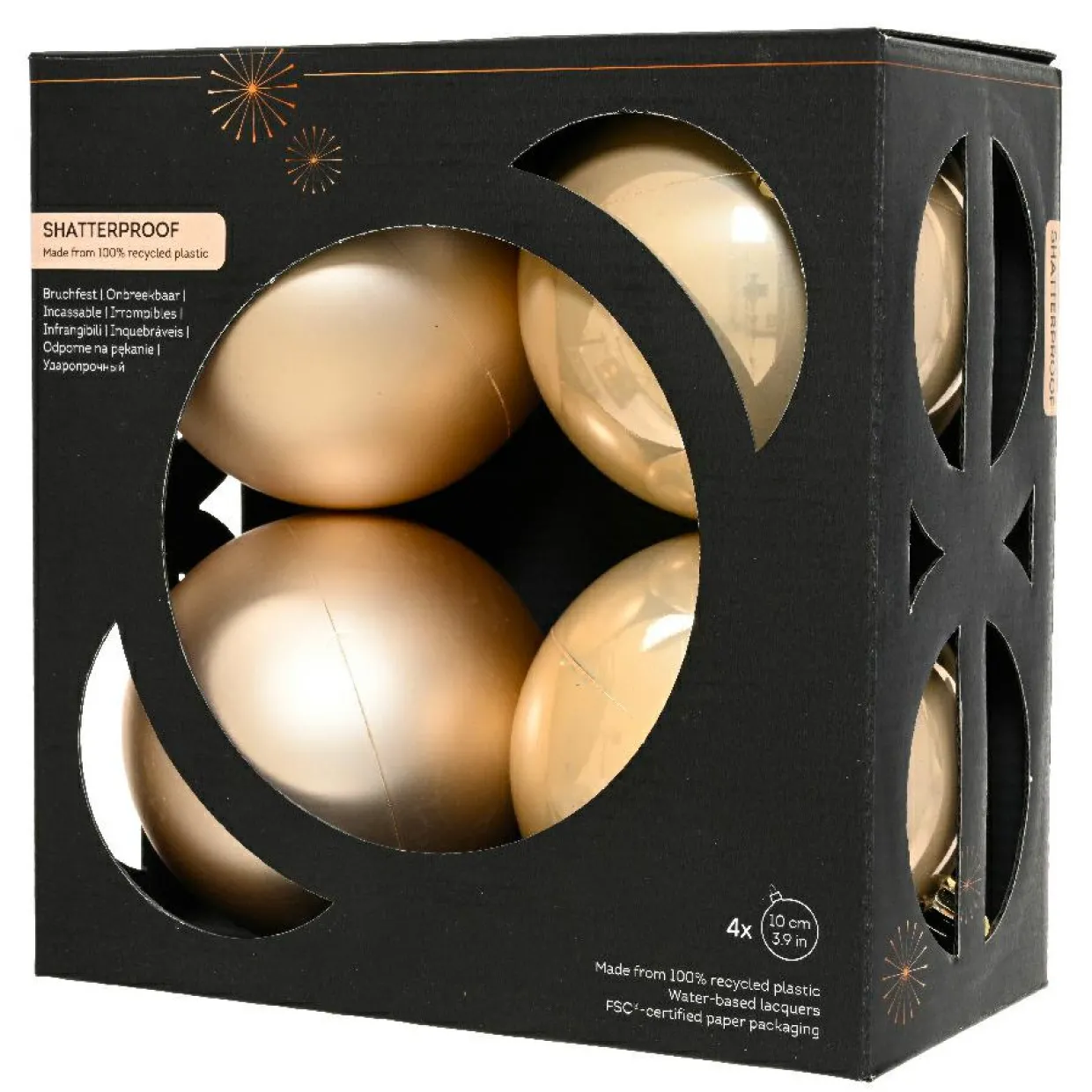 Lot de 4 boules de Noël (D100 mm) Aravis Perle