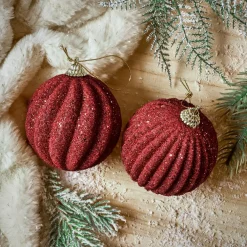 Lot de 12 boules de Noël (D80 mm) Reflet d'or Bordeaux