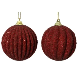 Lot de 12 boules de Noël (D80 mm) Reflet d'or Bordeaux