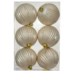 Lot de 6 boules de Noël (D80 mm) Glitter Perle