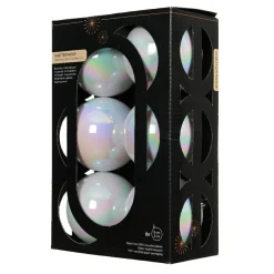 Lot de 6 boules de Noël (D80 mm) Aravis Blanc irisé