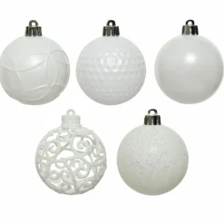 Lot de 37 boules de Noël (D60 mm) Alpine mix Blanc